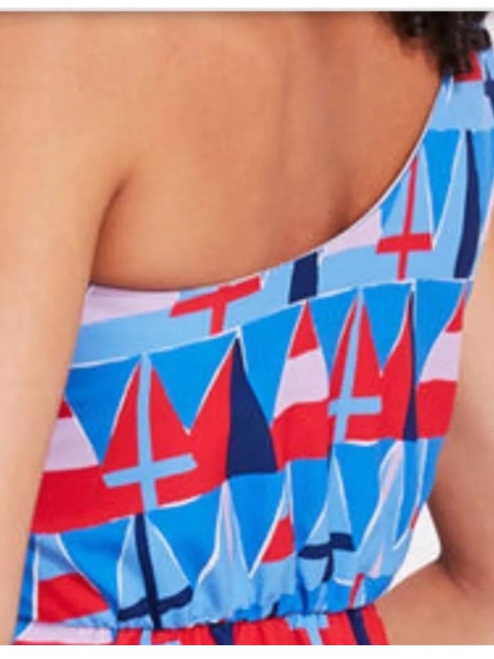 NWT Vineyard Vines One Shoulder Maxi dress in nautical print Sz 6 - Picture 3 of 11